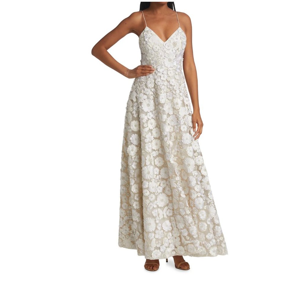 Alice + Olivia Domenica Embellished Ball Gown | Ivory | Size 4
